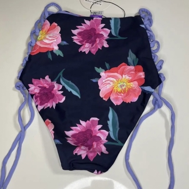 パープルALEXIA STAM Heather Navy Flower ハイウエストS