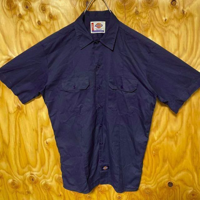 半袖 ワークシャツ USA 90s ディッキーズ ダークネイビー カジュアル