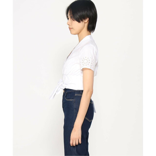 GUESS(ゲス)の【ホワイト(TWHT)】(W)MARCIANO Kaia Poplin Top レディースのトップス(シャツ/ブラウス(長袖/七分))の商品写真