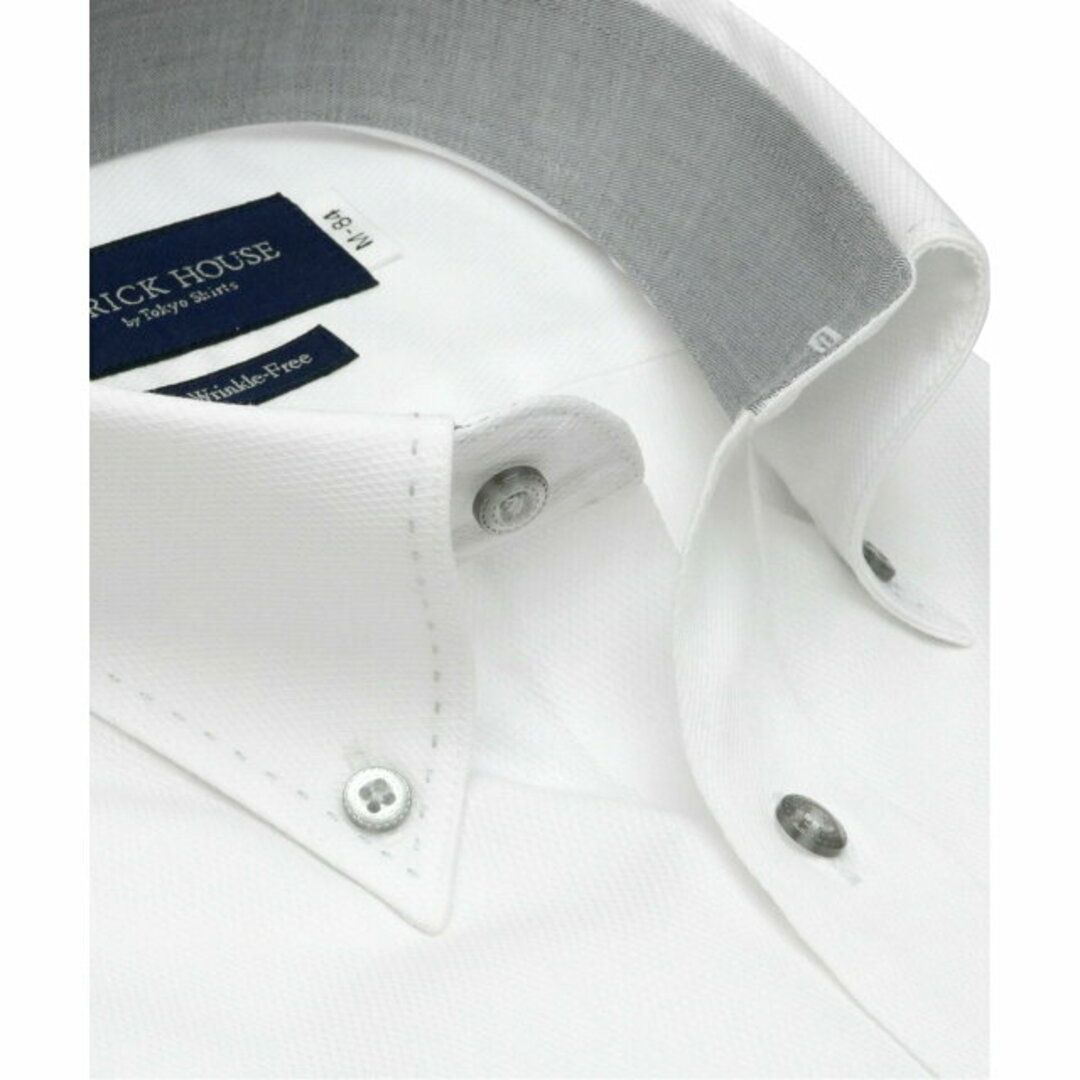 【ホワイト】(M)【超形態安定】 ボタンダウンカラー 長袖 ワイシャツ 1