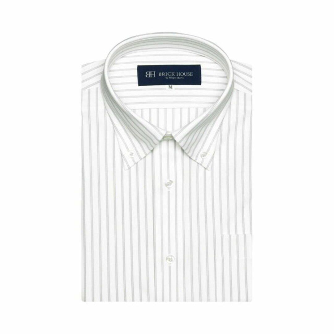 【グレー】(M)【持続涼感】 COOL SILVER(R) ボタンダウンカラーカラー 半袖 形態安定 ニットシャツ