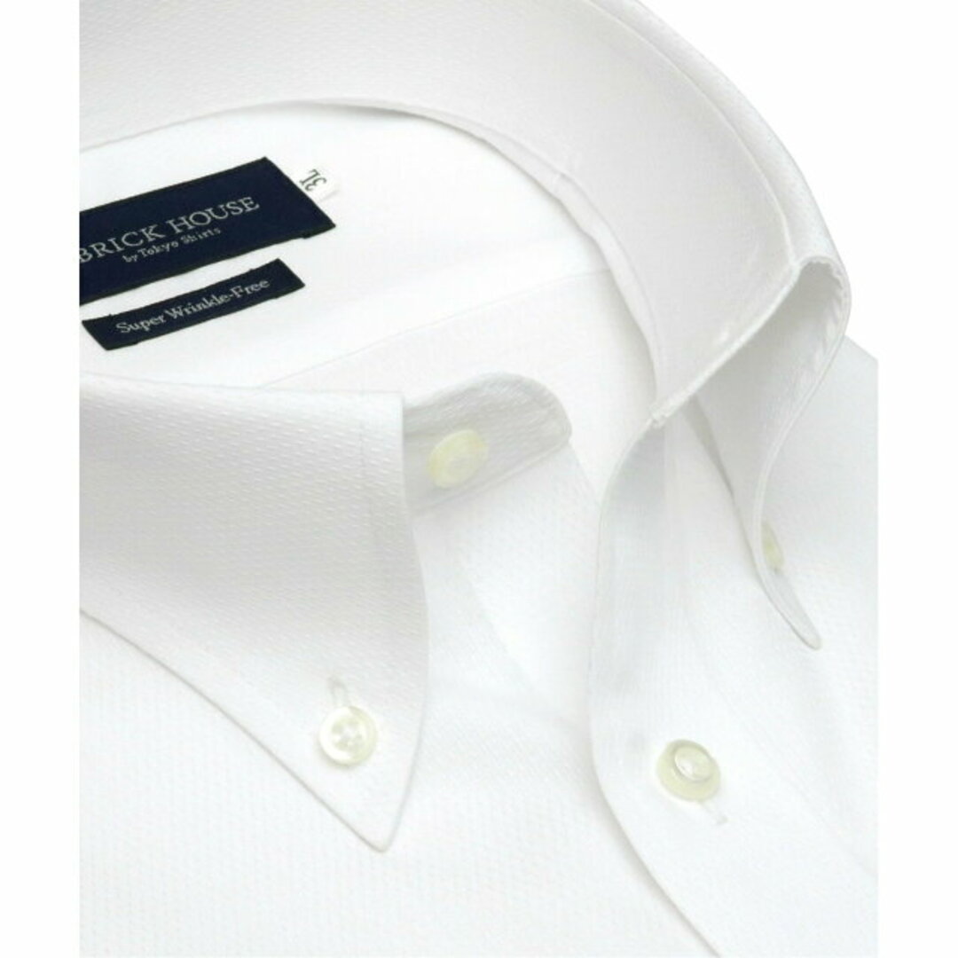 【ホワイト】(M)【超形態安定・大きいサイズ】 ボタンダウンカラー 半袖 形態安定 ワイシャツ 1