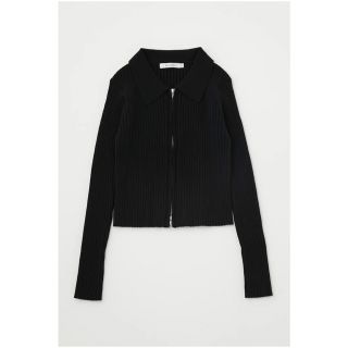 マウジー(moussy)のMOUSSY ZIP UP ニットトップス BLK(ニット/セーター)