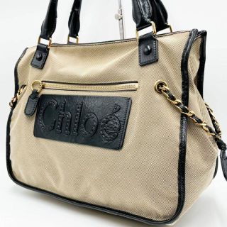 Chloe - クロエ 肩掛けトートバッグ キャンバス 本革レザー ベージュ