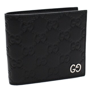 グッチ(Gucci)のGUCCI 二つ折財布 473922 CWC1N 1000 ブラック メンズ(折り財布)