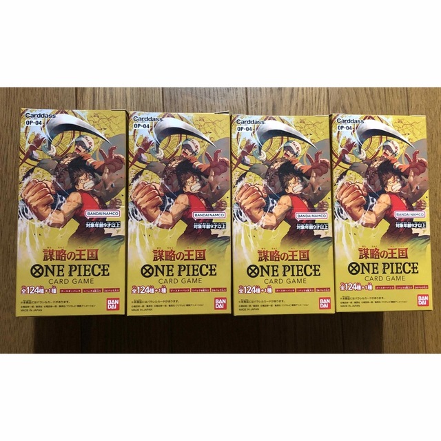 BANDAI - ワンピースカードゲーム 謀略の王国 4BOX 未開封テープ付きの