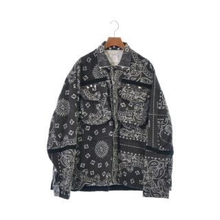 サカイ(sacai)のsacai サカイ デニムジャケット 2(M位) 黒系x白xグレー(ペイズリー) 【古着】【中古】(Gジャン/デニムジャケット)