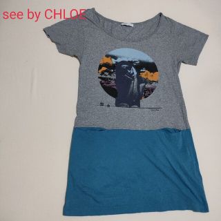 シーバイクロエ(SEE BY CHLOE)のsee by CHLOE  カットソー　Ｔシャツ ワンピース(ひざ丈ワンピース)