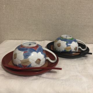 タチキチ(たち吉)のたち吉　青嵐　椿　ティーカップ　漆ソーサーとスプーン(食器)