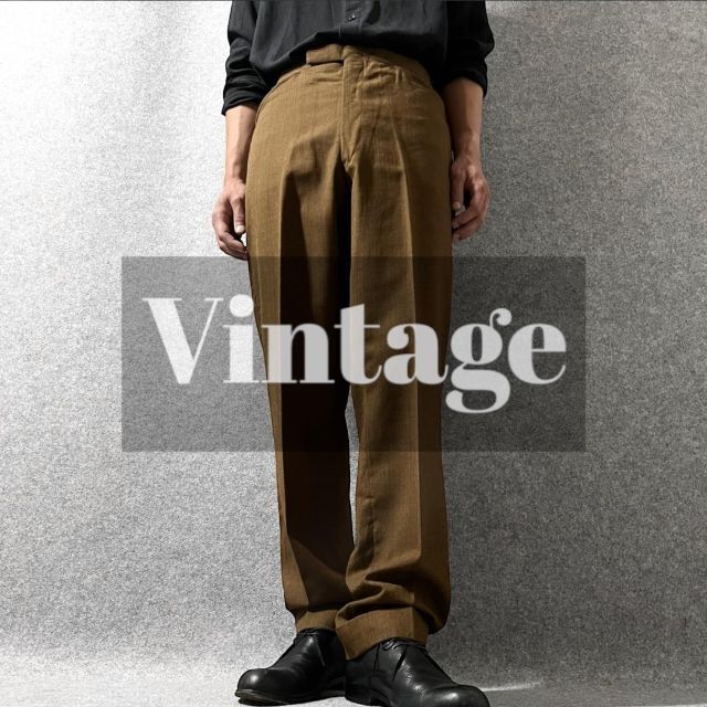 ART VINTAGE(アートヴィンテージ)の【vintage】ワイドストレート ウィンドウペンチェック ウール スラックス メンズのパンツ(スラックス)の商品写真