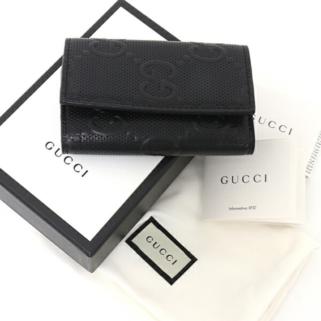 Gucci - GUCCI グッチ GGエンボス キーケース 6連 キーリング レザー