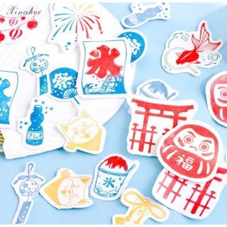 新入荷！夏モチーフスタンプセット　韓国(印鑑/スタンプ/朱肉)