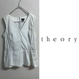 セオリー(theory)のtheory セオリー　ペプラムフレア切替ストレッチノースリーブブラウス　Ｓ(シャツ/ブラウス(半袖/袖なし))