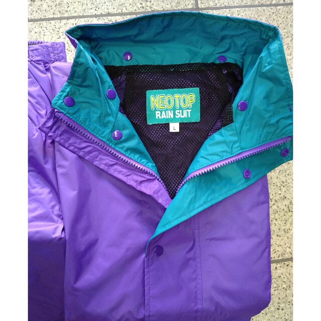未使用新品】NEO TOP レインスーツ Lサイズ パープル/ターコイズLの