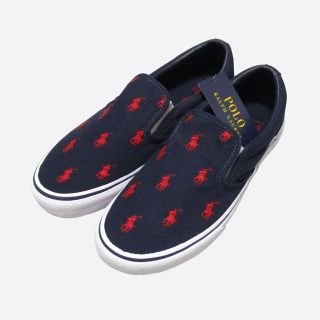 ポロラルフローレン(POLO RALPH LAUREN)の★新品★ラルフローレン★ポニー総柄スリッポン (Navy/9.5/27.5cm)(スニーカー)