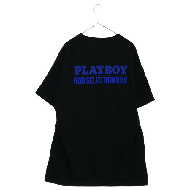 54センチ肩幅GOD SELECTION XXX ゴッドセレクショントリプルエックス ×PLAY BOY プレイボーイ ボックスロゴ半袖Ｔシャツ カットソー ブラック