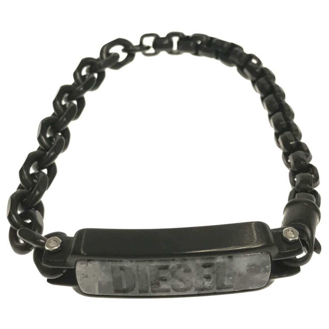 DIESEL(ディーゼル)のDIESEL ディーゼル IDロゴメタルチェーンブレスレット ブラック メンズのアクセサリー(ブレスレット)の商品写真