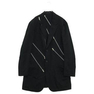 ヨウジヤマモト(Yohji Yamamoto)のYohji Yamamoto POUR HOMME ヨウジヤマモト プールオム 22SS N-ファスナーJKT HG-J25-100 ファスナーデザインウールギャバテーラードジャケット ブラック(テーラードジャケット)