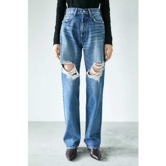 moussy(マウジー)のHW RIPPED STRAIGHT レディースのパンツ(デニム/ジーンズ)の商品写真