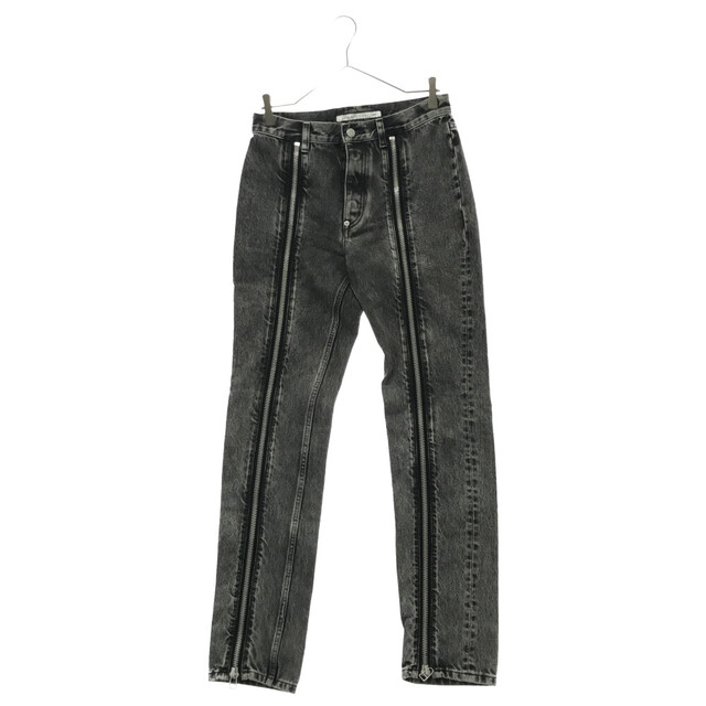 37センチわたりJOHN LAWRENCE SULLIVAN ジョンローレンスサリバン Washed Denim Zipped Pants　センタージップウォッシュドデニムロングパンツ　グレー　レディース