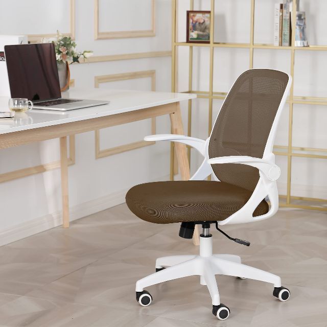 【色: ブラウン】KERDOM 椅子 テレワーク オフィスチェア 疲れない デスオフィスチェア