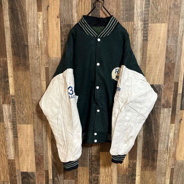 新品?正規品 グリーン アメフト スタジャン ジャケット Mサイズ 袖