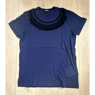 コムデギャルソン(COMME des GARCONS)のコムデギャルソン 花刺繍 Tシャツ (紺)(Tシャツ(半袖/袖なし))