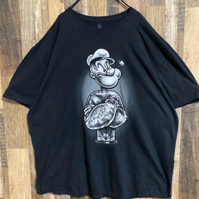 メンズ 半袖 Tシャツ ポパイ 黒 ビッグシルエット 3XL USA