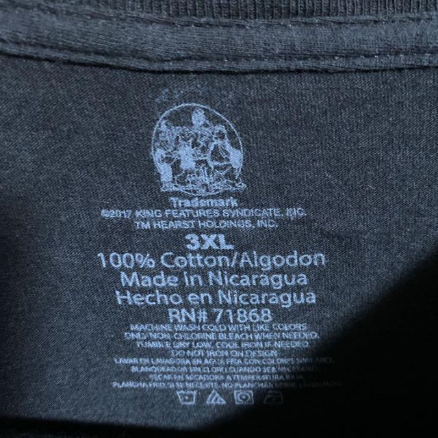 メンズ 半袖 Tシャツ ポパイ 黒 ビッグシルエット 3XL USA