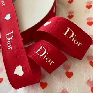 クリスチャンディオール(Christian Dior)の【超レア】Dior/レッドハートラッピングリボン【幅2.5㎝×50㎝】(ラッピング/包装)