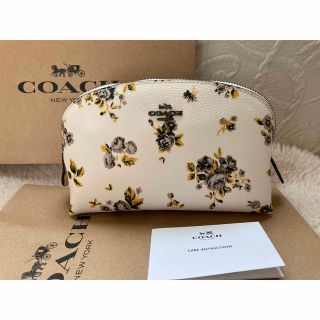 コーチ(COACH)の★coach・化粧ポーチ★白薔薇お花柄★未使用(ポーチ)