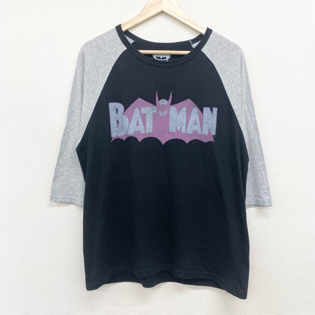 US古着 バットマン BATMAN Tシャツ 七分丈 DC COMICS ラグランスリーブ サイズ：メンズ M ブラック×グレー 【中古】 メンズのトップス(Tシャツ/カットソー(半袖/袖なし))の商品写真