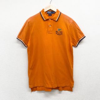 ラルフローレン(Ralph Lauren)のUS古着 ポロ ラルフローレン Polo by Ralph Lauren 鹿の子 ポロシャツ 半袖 RL-YC ヨットクラブ 刺繍 CUSTOM FIT サイズ：メンズ M オレンジ 【中古】(ポロシャツ)