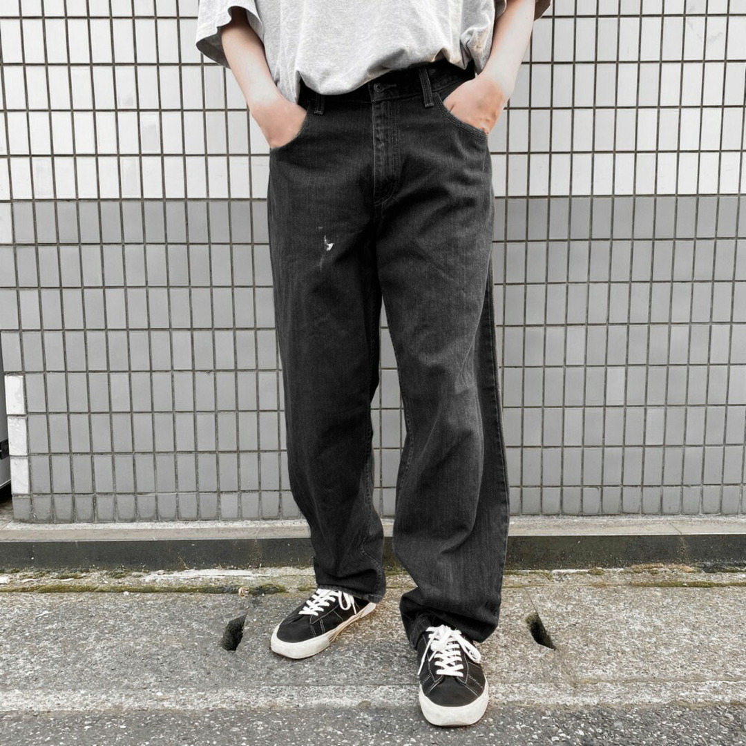 W34 Levi's リーバイス502 ブラックデニム パンツ ワイドバギー 黒