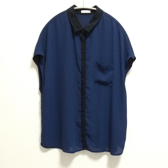 GU(ジーユー)のフレンチスリーブバイカラーシャツ レディースのトップス(シャツ/ブラウス(半袖/袖なし))の商品写真
