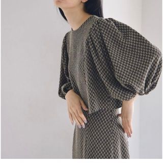 トゥデイフル(TODAYFUL)のトゥデイフル　komon puff blouse ダークブラウン(シャツ/ブラウス(半袖/袖なし))