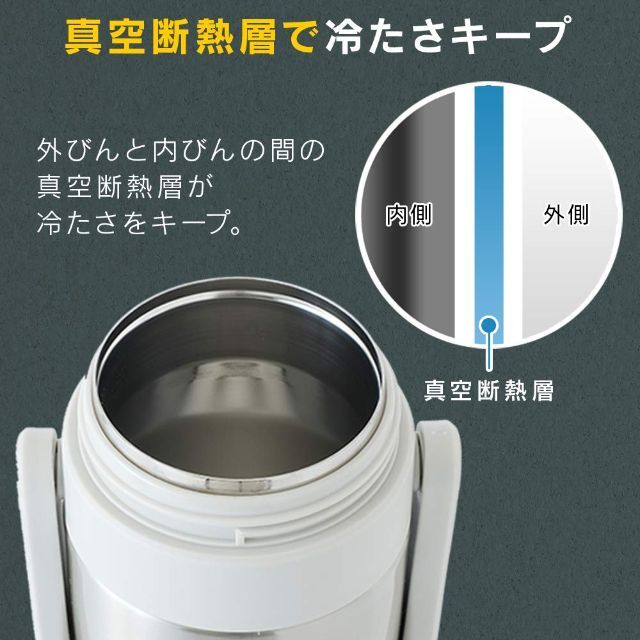 【色: レッド】アイリスオーヤマ 水筒 2000ml 真空断熱 保冷6時間 簡単 4