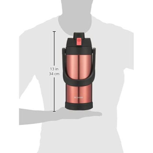 【色: レッド】アイリスオーヤマ 水筒 2000ml 真空断熱 保冷6時間 簡単 7