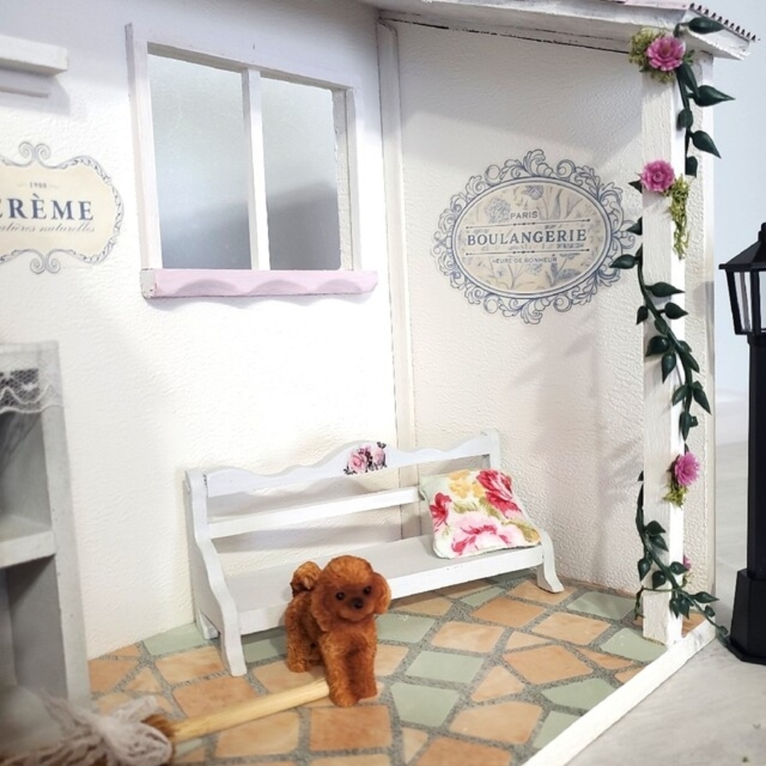 ハンドメイド その他【最終価格】ピンク瓦屋根*ガーデン小屋*ドールハウス*ハンドメイド*プチブライス