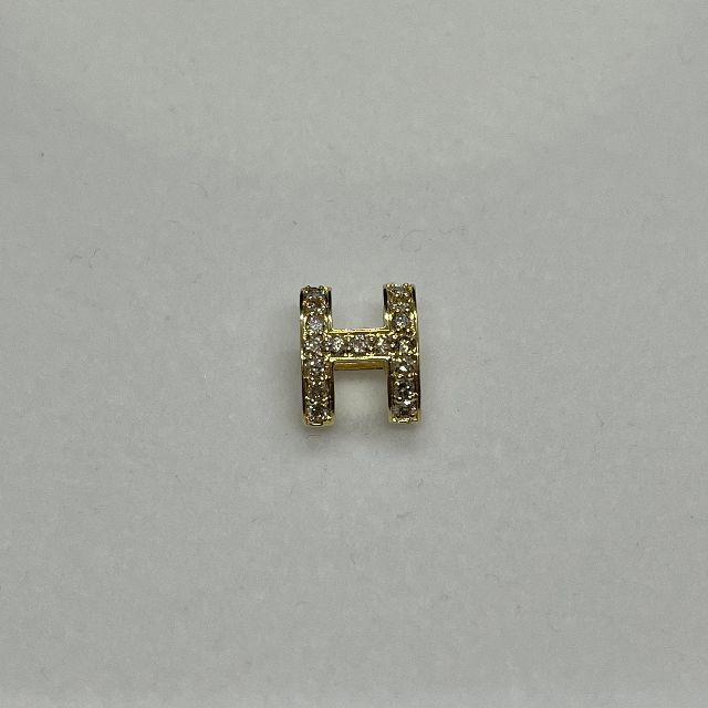 K18YG　H字ペンダント　0.3ct　天然ダイヤモンド