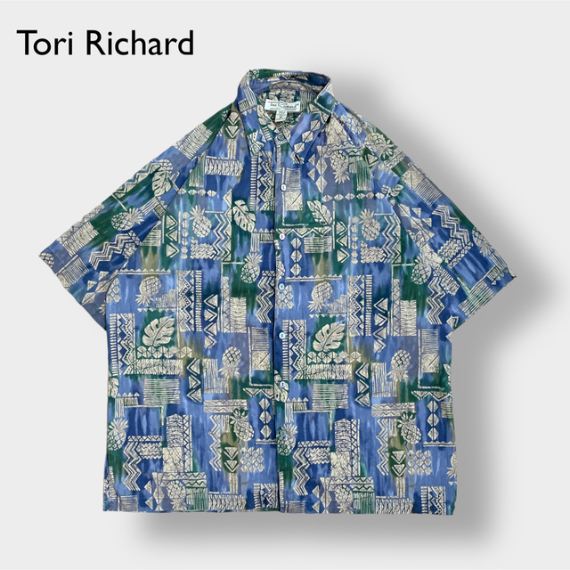 【Tori Richard】USA製 アロハシャツ 半袖シャツ 総柄 柄物