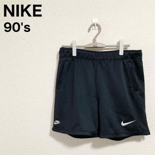 ナイキ(NIKE)の90s NIKE ショートパンツ メンズM 黒 刺繍ロゴ スウォッシュ (ショートパンツ)