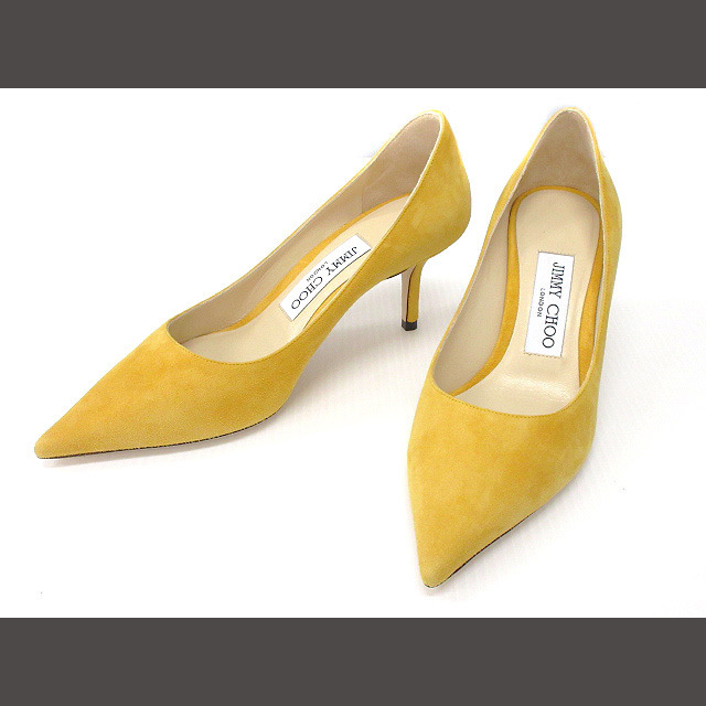 ジミーチュウ スエード パンプス LOVE 65 イエロー系 35 ポインテッド