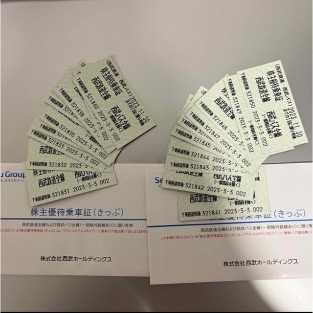 西武鉄道 株式優待乗車証(きっぷ) 20枚