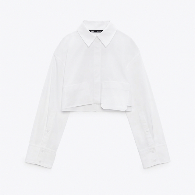 ZARA(ザラ)のクロップド　ポプリンシャツ レディースのトップス(シャツ/ブラウス(長袖/七分))の商品写真