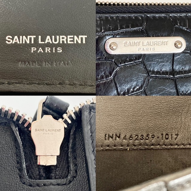 Yves Saint Laurent(イヴサンローラン)のレアYSL サンローラン パリ ラウンドファスナー 長財布 型押し ブラック 黒 レディースのファッション小物(財布)の商品写真