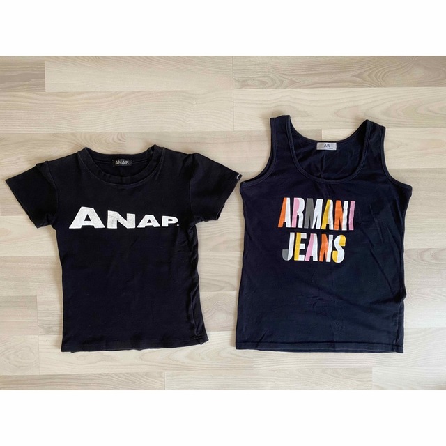 ARMANI EXCHANGE(アルマーニエクスチェンジ)の美品　Tシャツ　タンクトップ　ANAP ARMANI ブラック　まとめ売り レディースのトップス(Tシャツ(半袖/袖なし))の商品写真