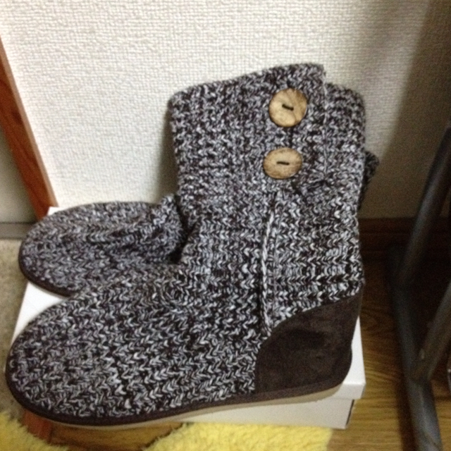 ニットのペタンコブーツ♡送込♡ レディースの靴/シューズ(ブーツ)の商品写真