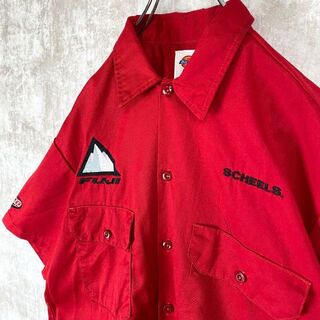 ディッキーズ(Dickies)のディッキーズ 企業ロゴ SALOMON FUJI ワークシャツ 半袖 赤 L相当(シャツ)