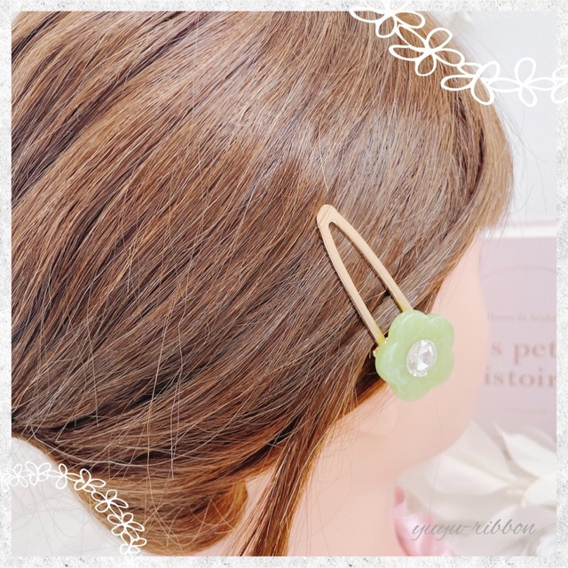 最大78%OFFクーポン ♡ハンドメイド♡レジン ヘアクリップ 黄緑オレンジ紫